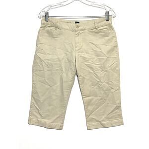 Vintage Gap Khaki Capris Beige Flat Front Pockets Cotton Spandex Womens 4